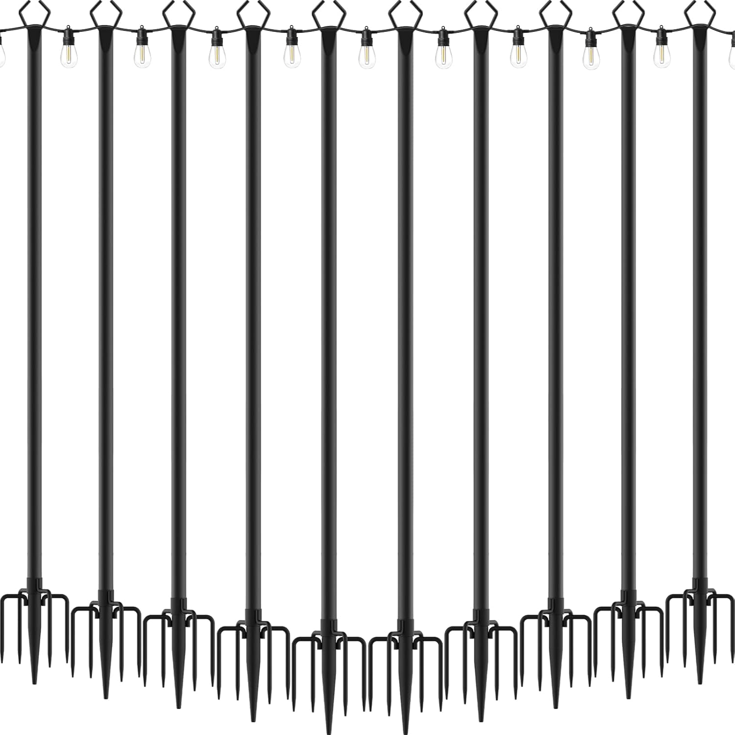 10 Pack 10Ft String Light Poles for Outdoor Decor and Events