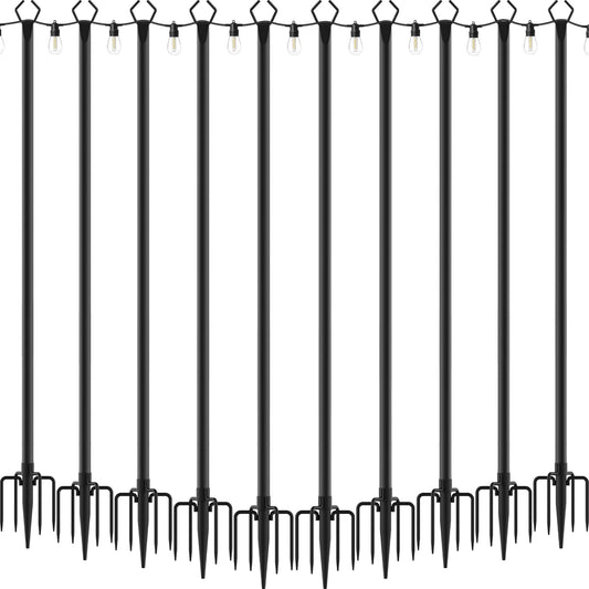 10 Pack 10Ft String Light Poles for Outdoor Decor and Events