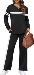 Women's 2 Piece Lounge Set Side Slit Tracksuit - Comfy Wide Leg Shoes