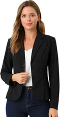 Allegra K Women's Stretch Lapel Work Blazer - Fitted Office Jacket