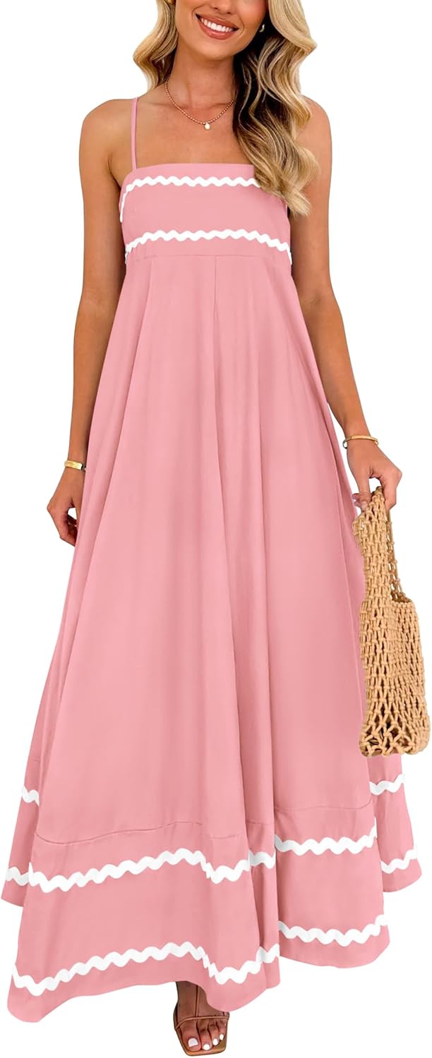 PRETTYGARDEN Women's Summer Flowy Maxi Dress for Beach Fun