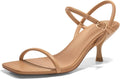 Coutgo Womens Strappy Kitten Heels Open Square Toe Sandals up