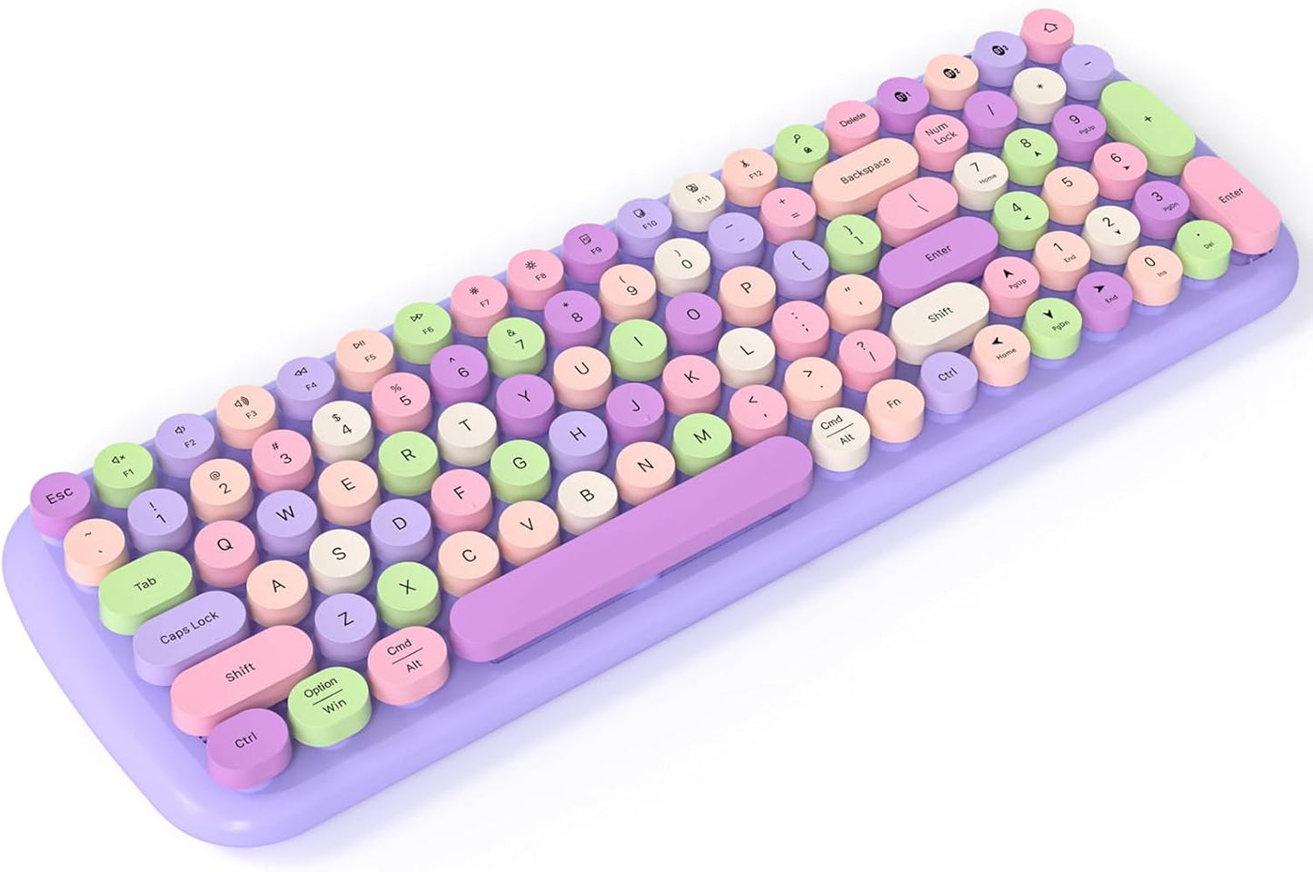 Purple Wireless Typewriter Keyboard - Multi-Device Cute Keycaps