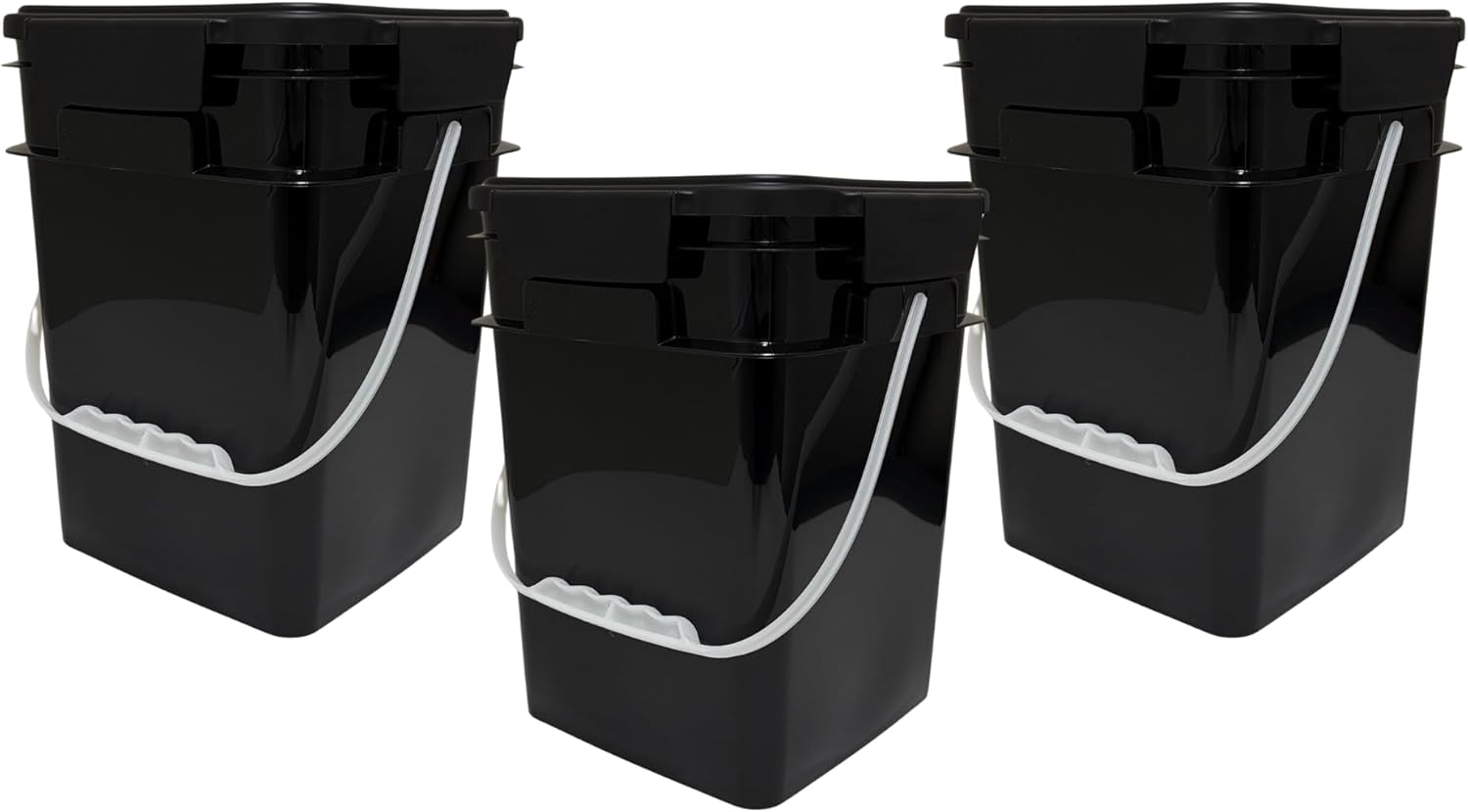 4 Gallon Square Food Grade Bucket Pail Pack of 3 for Storage