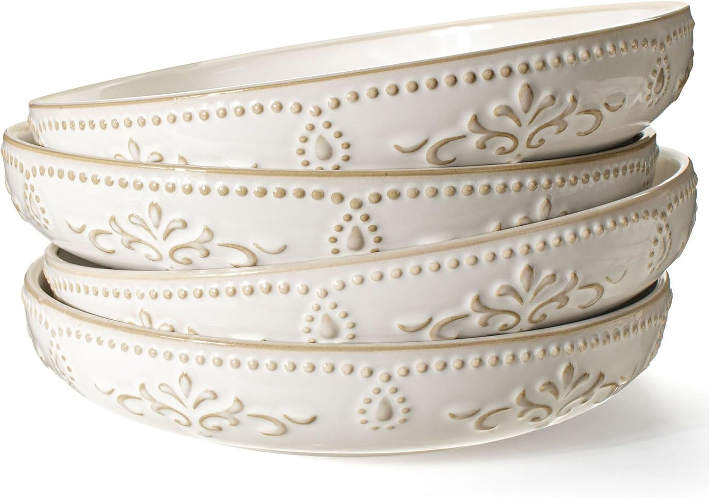 Artena Pasta Bowls Set of 4 - Large 50oz Ceramic Bowls