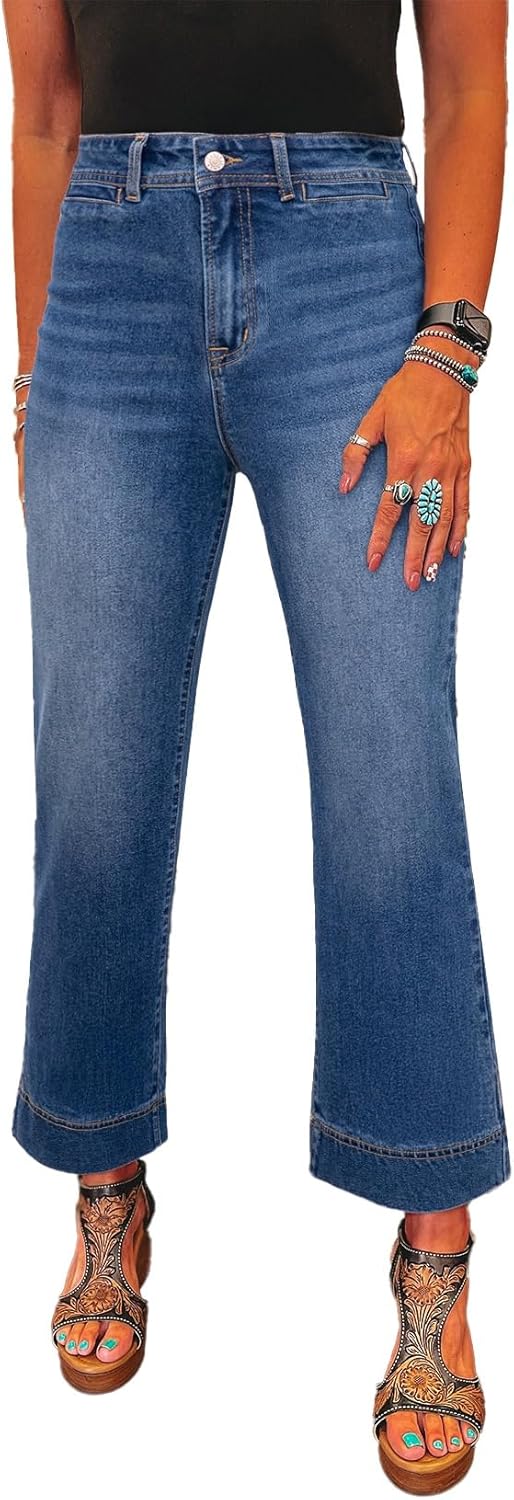 Trendy High Waisted Flare Jeans for Women by SHEWIN