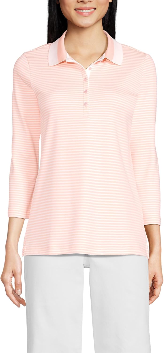 Lands' End Women's 3/4 Sleeve Supima Cotton Polo Shirt Review