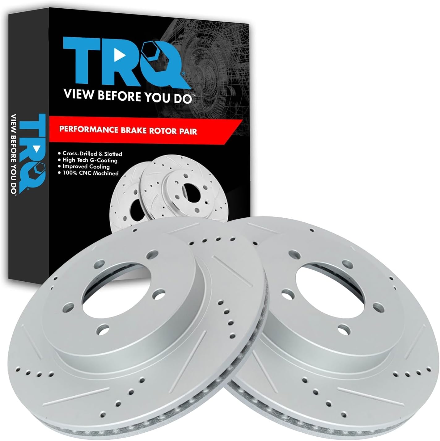 TRQ Front Performance Brake Rotors Set for 2002-2005 Explorer