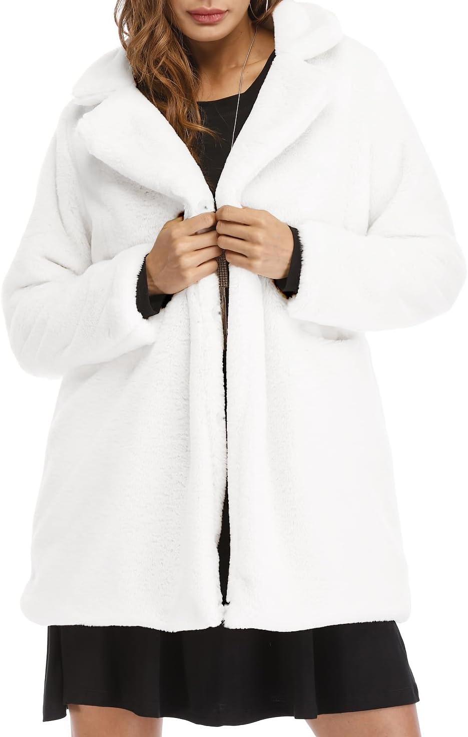 TOPONSKY Womens Winter Warm Faux Fur Lapel Coat for Style