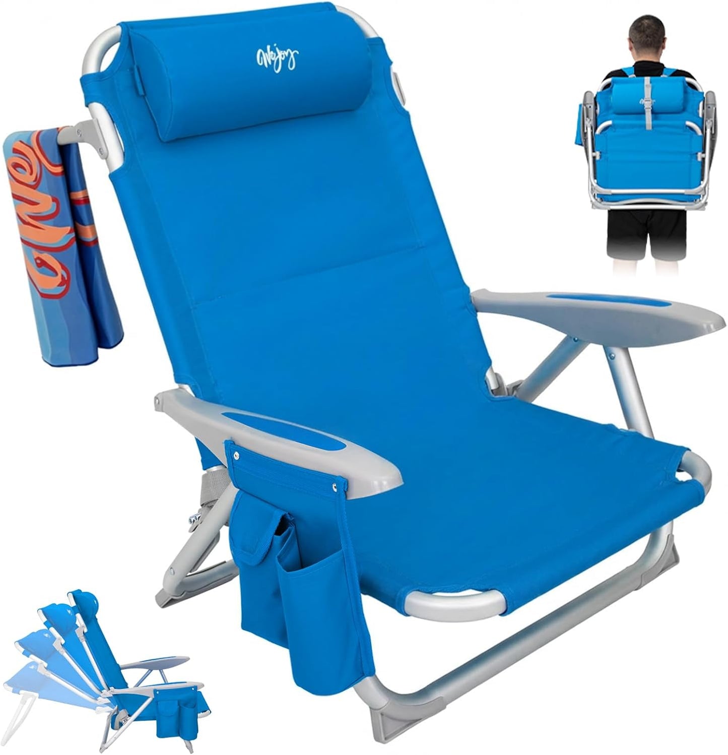 WEJOY Beach Chair for Adults - Lightweight, Adjustable, Portable