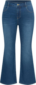 Plus Size Wide Flared Jeans High Waisted Stretchy Bell Bottoms Shoes