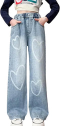 NABER Girls Baggy Wide Leg Denim Pants for Ages 5 to 14