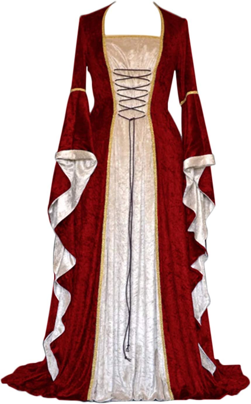 YEAXLUD Womens Renaissance Medieval Costume Dress for Cosplay
