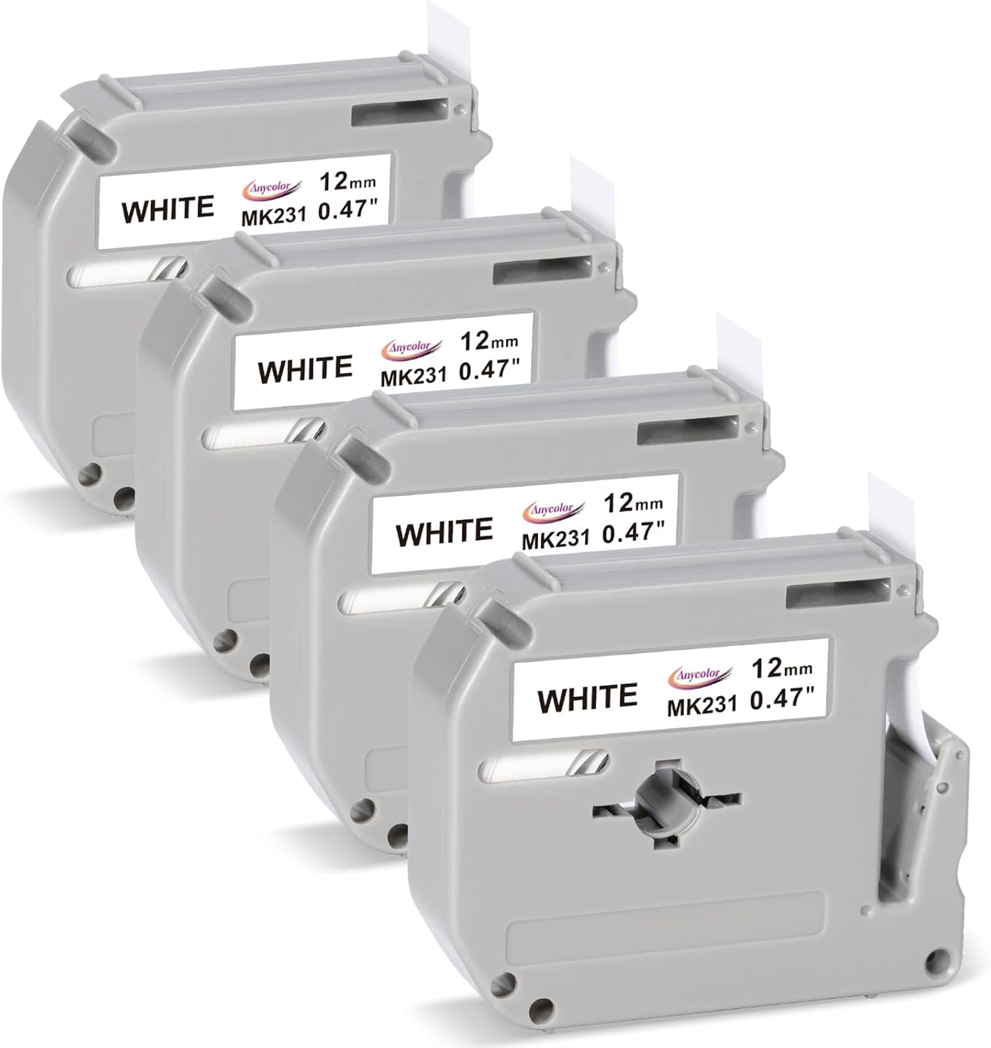 Vibrant 12mm White Label Tape 4-Pack