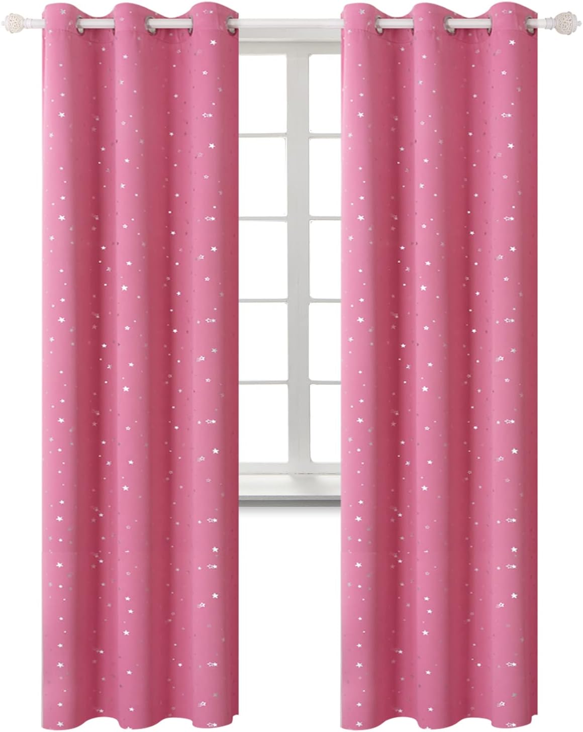 BGment Pink Star Blackout Curtains for Kid's Bedroom Decor