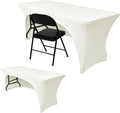 Nasitos 2 Pack Beige 6 ft Spandex Fitted Rectangle Tablecloths - Open