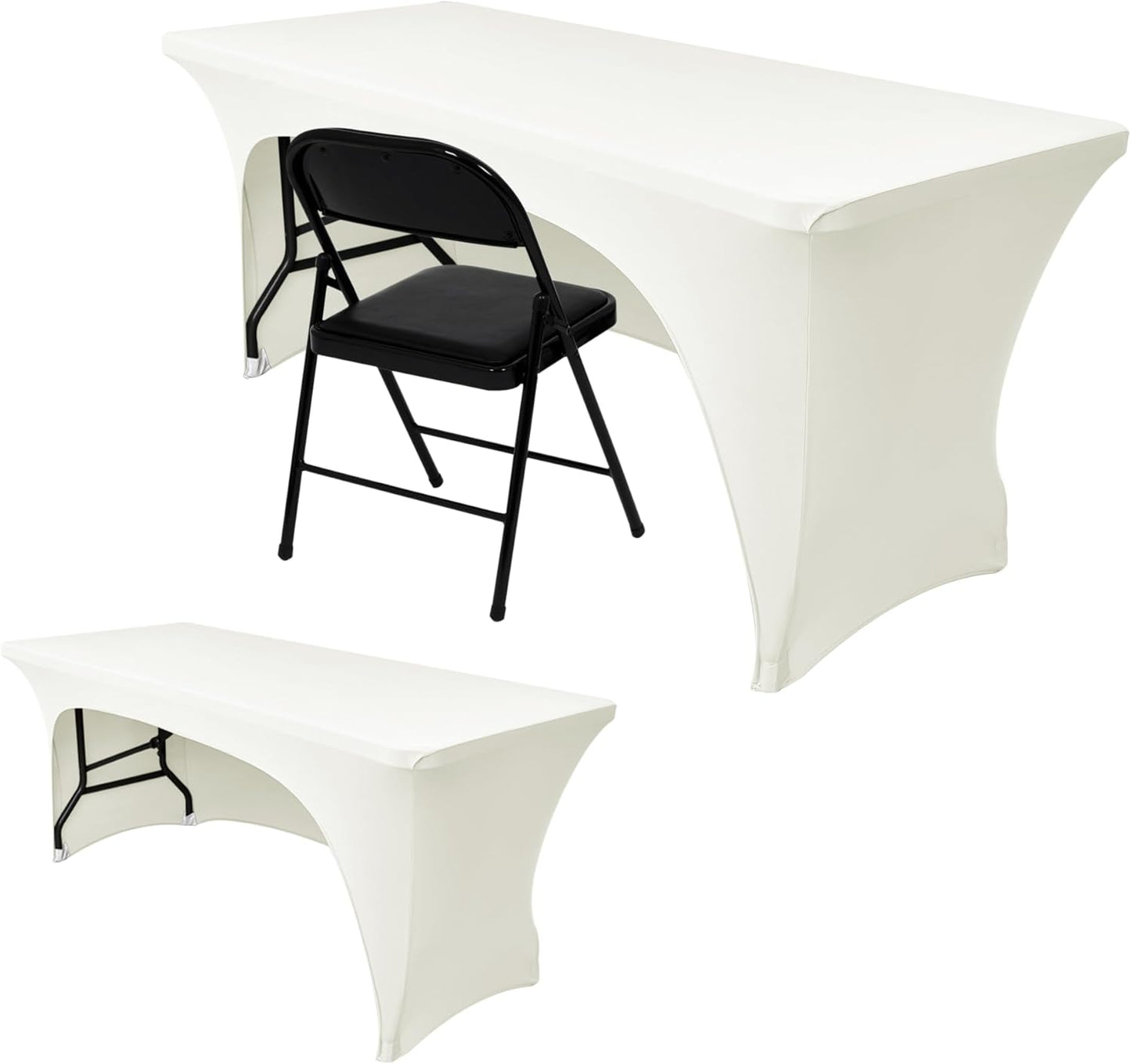 Nasitos 2 Pack Beige Spandex Fitted Tablecloth for Events