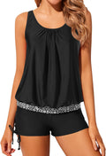 Blue Gradient Blouson Tankini for Women - Modest Two-Piece Swim Set