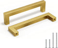 homdiy 5 Inch Brushed Brass Cabinet Pulls 20 Pack - Modern Square