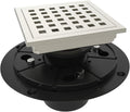 4 in Square Shower Floor Drain with Flange - Brushed Nickel