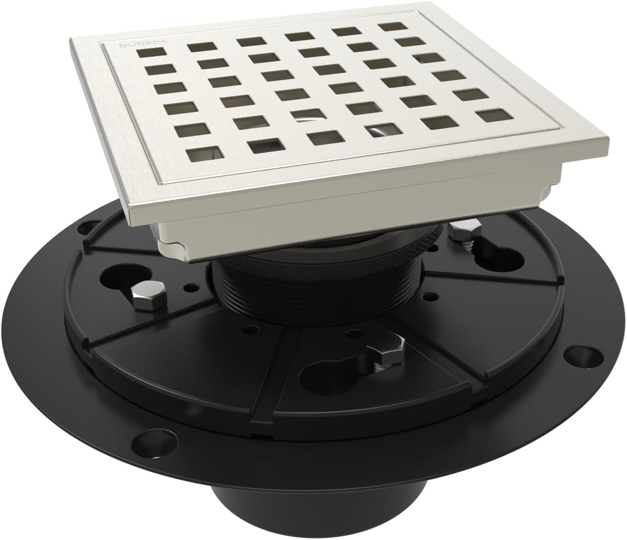 WEBANG 4 Inch Square Shower Drain with Flange for Efficient Drainage