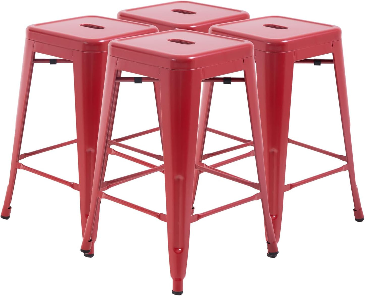 FDW Metal Bar Stools Set of 4 - 24 Inch Backless Stools