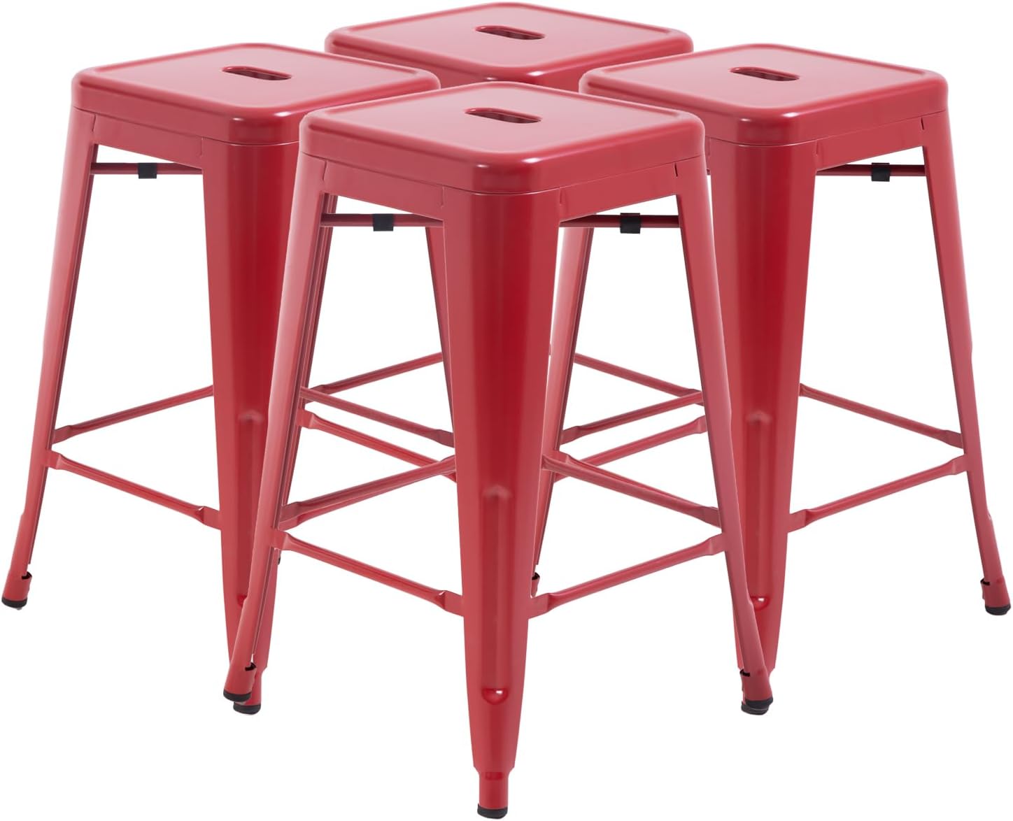 FDW Metal Bar Stools Set of 4 - 24 Inch Backless Stools