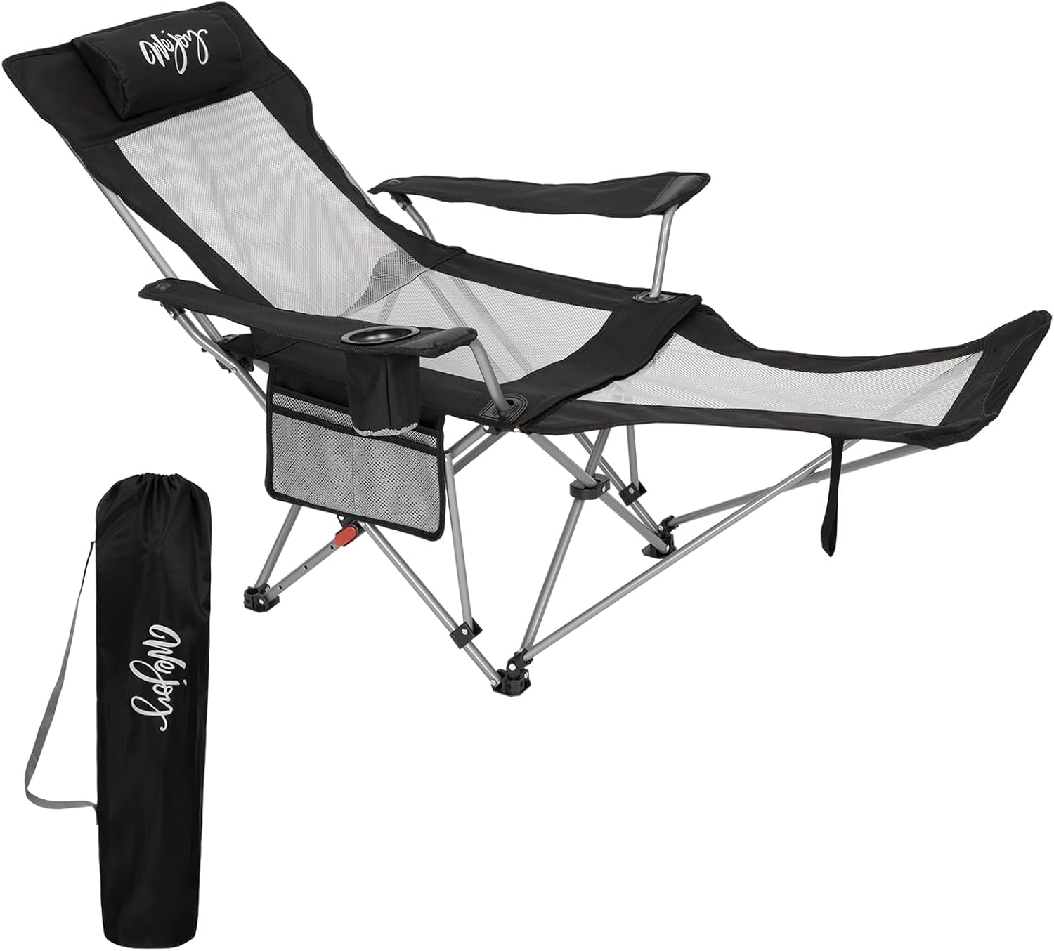 WEJOY 2-in-1 Reclining Camping Chair with Footrest for Comfort