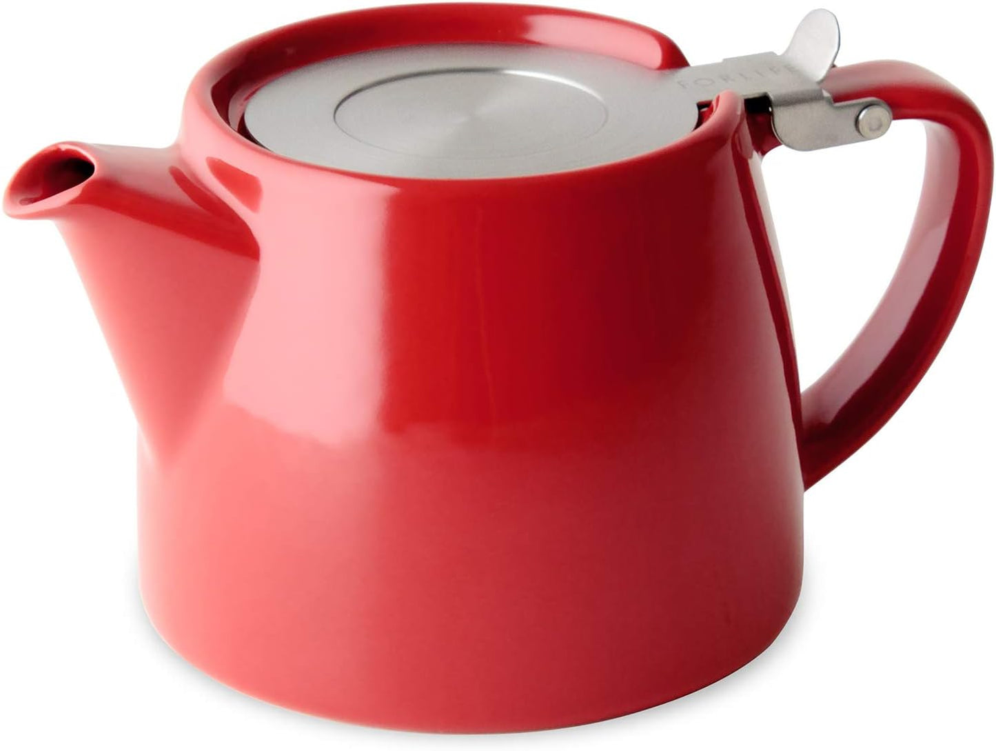 FORLIFE Stump Teapot with SLS Lid and Infuser, 18-Ounce Red