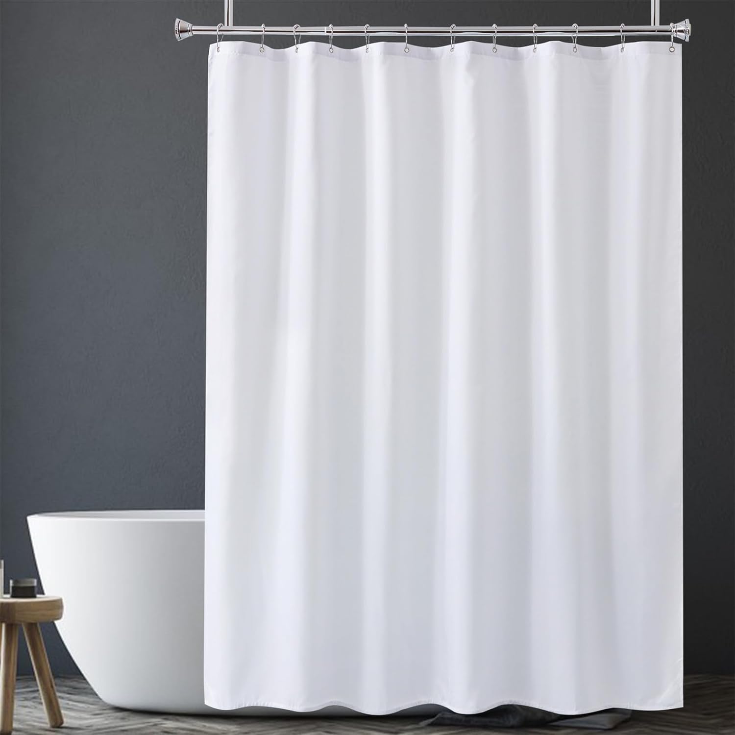 Amazer XL Washable Fabric Shower Liner, Waterproof 2-in-1, Hotel Quality