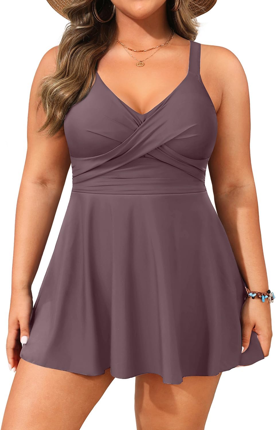 Aqua Eve Plus Size Swim Dress - Stylish Two Piece Tankini