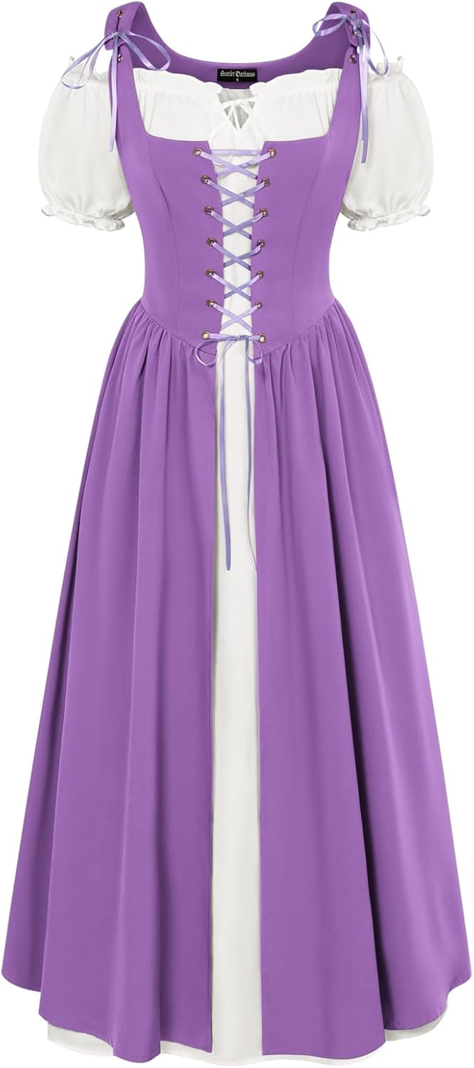 Scarlet Darkness Renaissance Costume Women Peasant Dress with Pockets