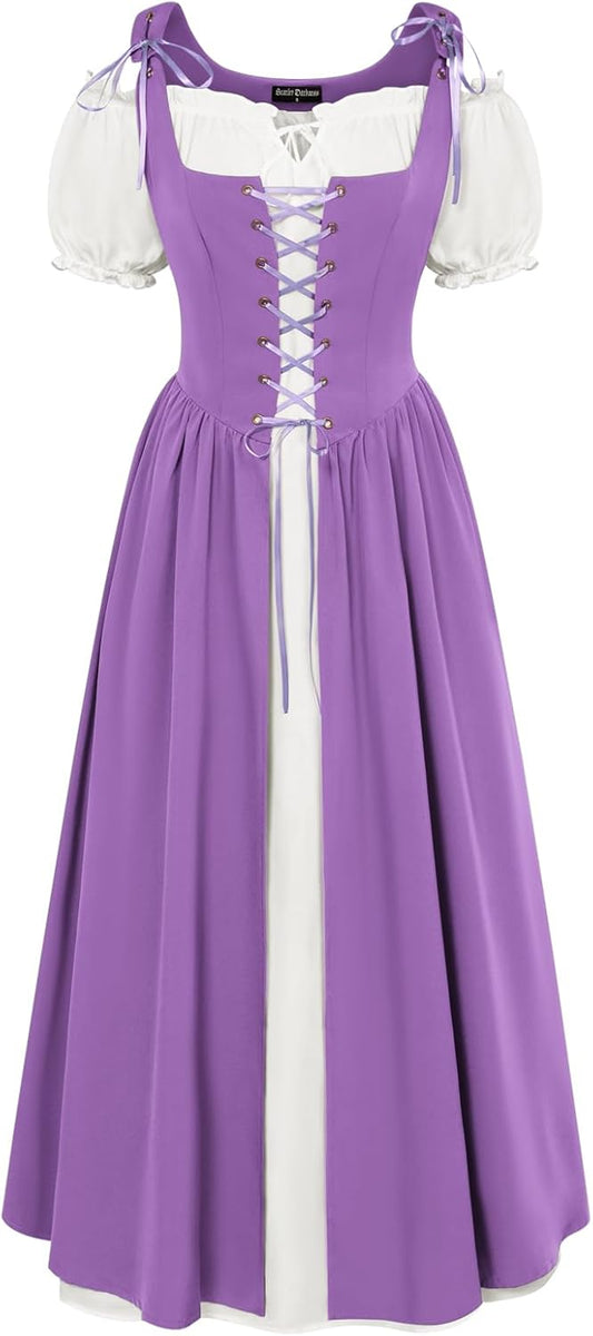 Scarlet Darkness Renaissance Costume Women Peasant Dress with Pockets