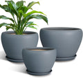 Ceramic Plant Pots Set of 3 with Drainage Holes for Indoor Use