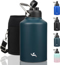 128 oz Insulated Water Bottle Navy Blue - 1 Gallon Jug with Handle