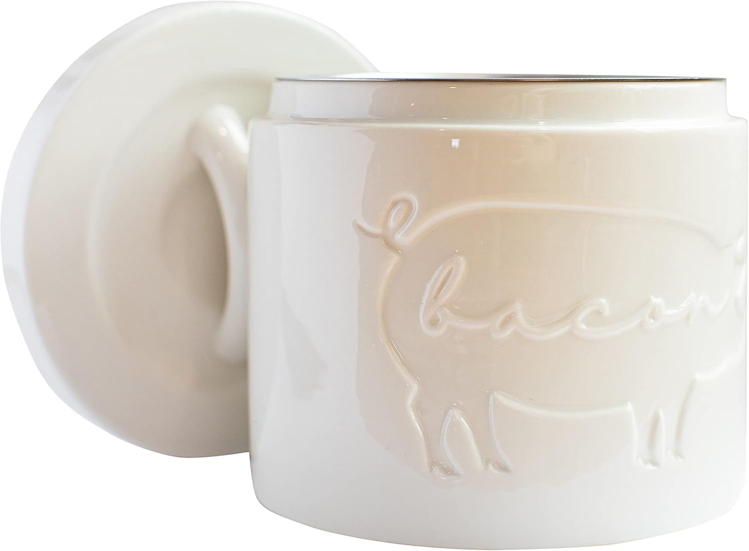 Ceramic Bacon Grease Container with Strainer for Kitchen