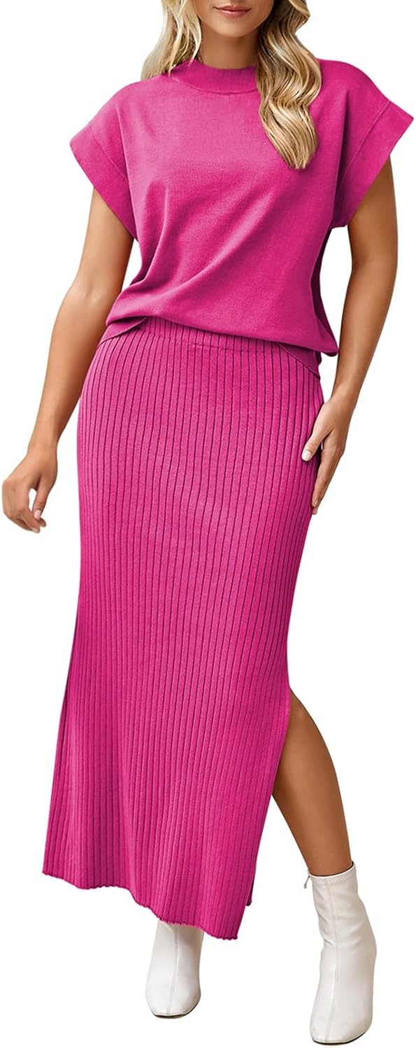 Pink Queen Women's 2 Piece Sweater Outfits Set for Summer Fun