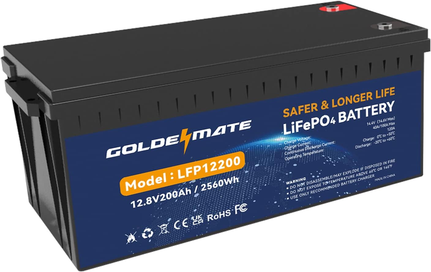 12V 200Ah LiFePO4 Lithium Battery for RV, Solar, Marine Use