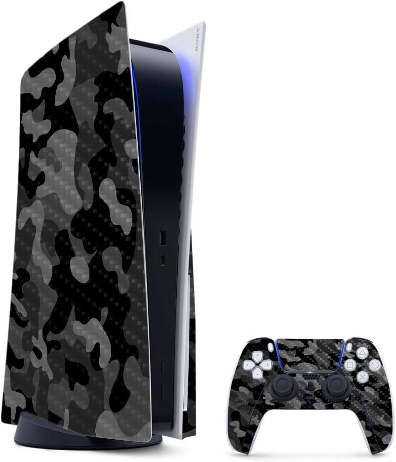 MightySkins Carbon Fiber Gaming Skin for PS5 - Black Camo