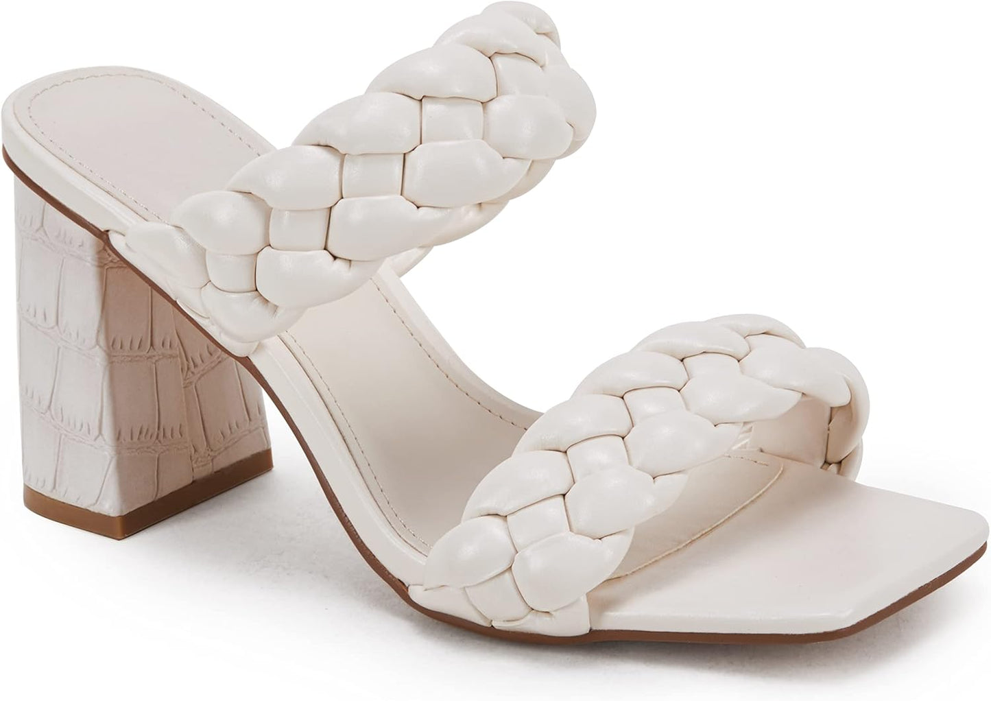 Syktkmx Womens Braided Heels Sandals for Summer Style