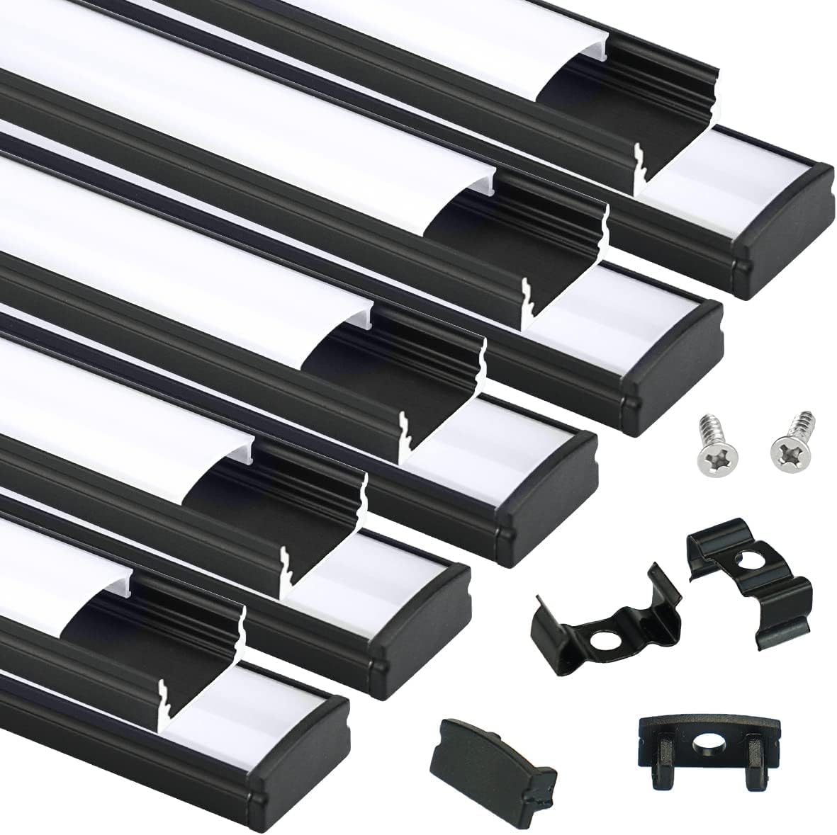 Muzata 10Pack 3.3FT LED Channel Black Aluminum U Shape Diffuser