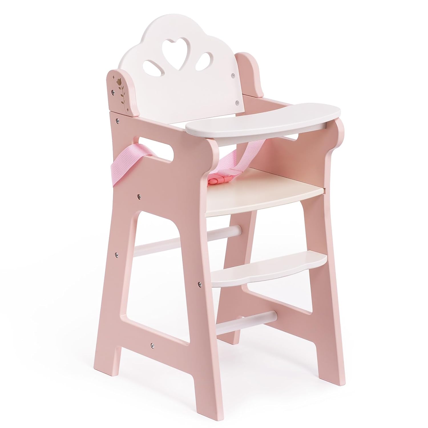 ROBOTIME Wooden Doll High Chair - Safe Pretend Play Furniture