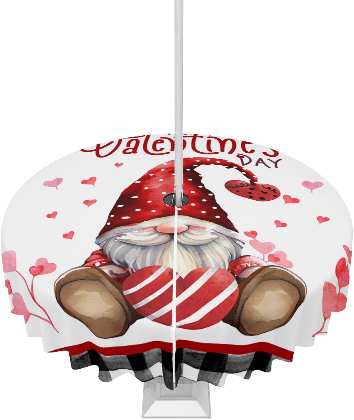 Valentine's Day Outdoor Table Cloth with Umbrella Hole