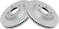 TRQ Front Brake Rotors Set Premium G-Coated - Slotted & Drilled