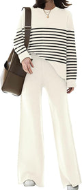 Womens Knitted 2-Piece Lounge Sweatsuit Set - Relaxed Fit