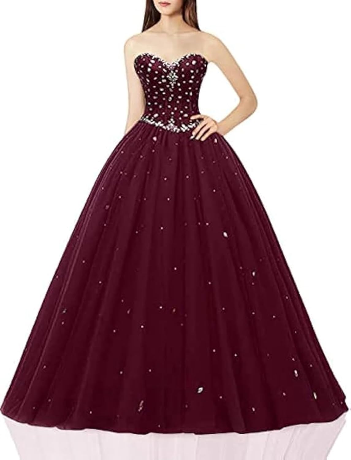 Women's Sweetheart Ball Gown Tulle Quinceanera Dress for Prom