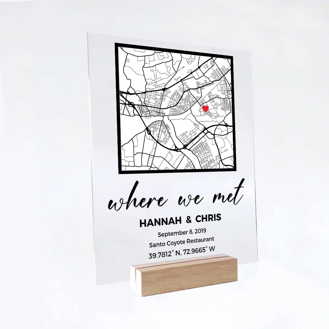 Where We Met Map Plaque by Clicked Craft - Custom Gift