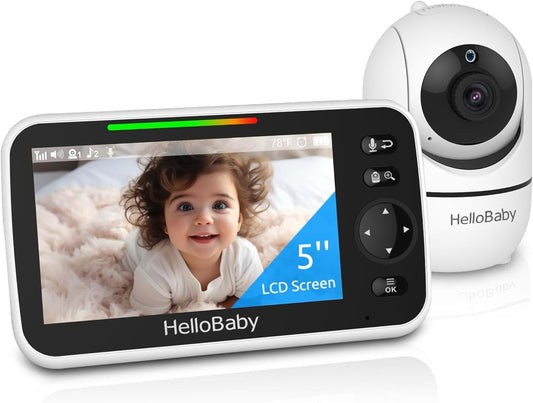HelloBaby No WiFi Baby Monitor with 5in Screen and Night Vision