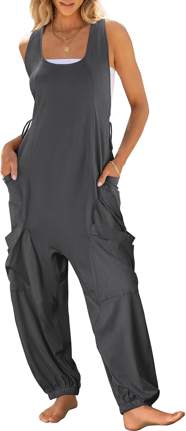 Trendy Summer Jumpsuit for Women - Casual Sleeveless Overalls