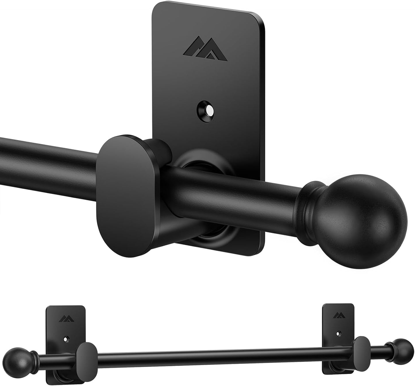 Easy Install No Drill Black Curtain Rod Set - ZNONOX